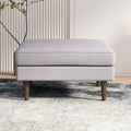 Amber Square Upholstered Ottoman Light Gray Linen Light Gray Brown Linen Wood Medium Firm Backless Solid Grey Mid Century Modern Square Armless Foam Linen,Solid Wood