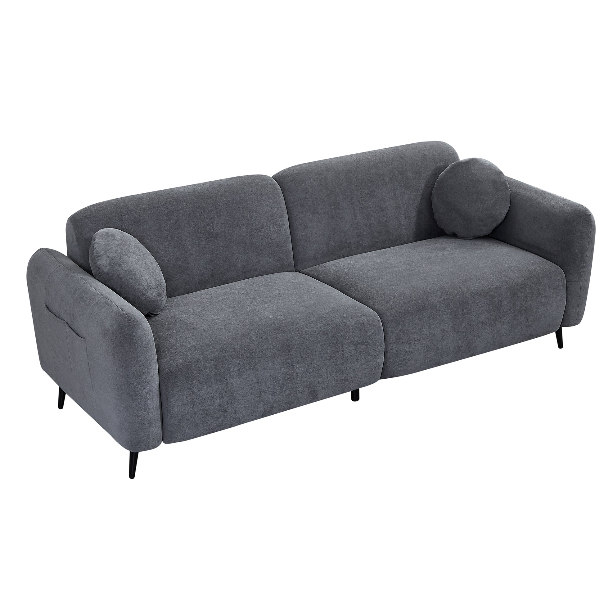 83.9''Upholstered Sofa For Living Room, Bedroom, And Apartments Grey Polyester 2 Seat