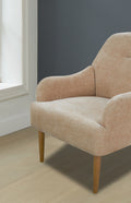 Chenille Armchair, Modern Style Accent Chair With Wood Legs, Comfy Design For Living Room, Bedroom, Office,Beige Beige Foam Wood Fabric