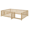 Full Size Wood Daybed With Fence Guardrails And 2 Drawers, Split Into Independent Floor Bed & Daybed, Natural Old Sku :Lp000882Aan Full Natural Solid Wood Mdf