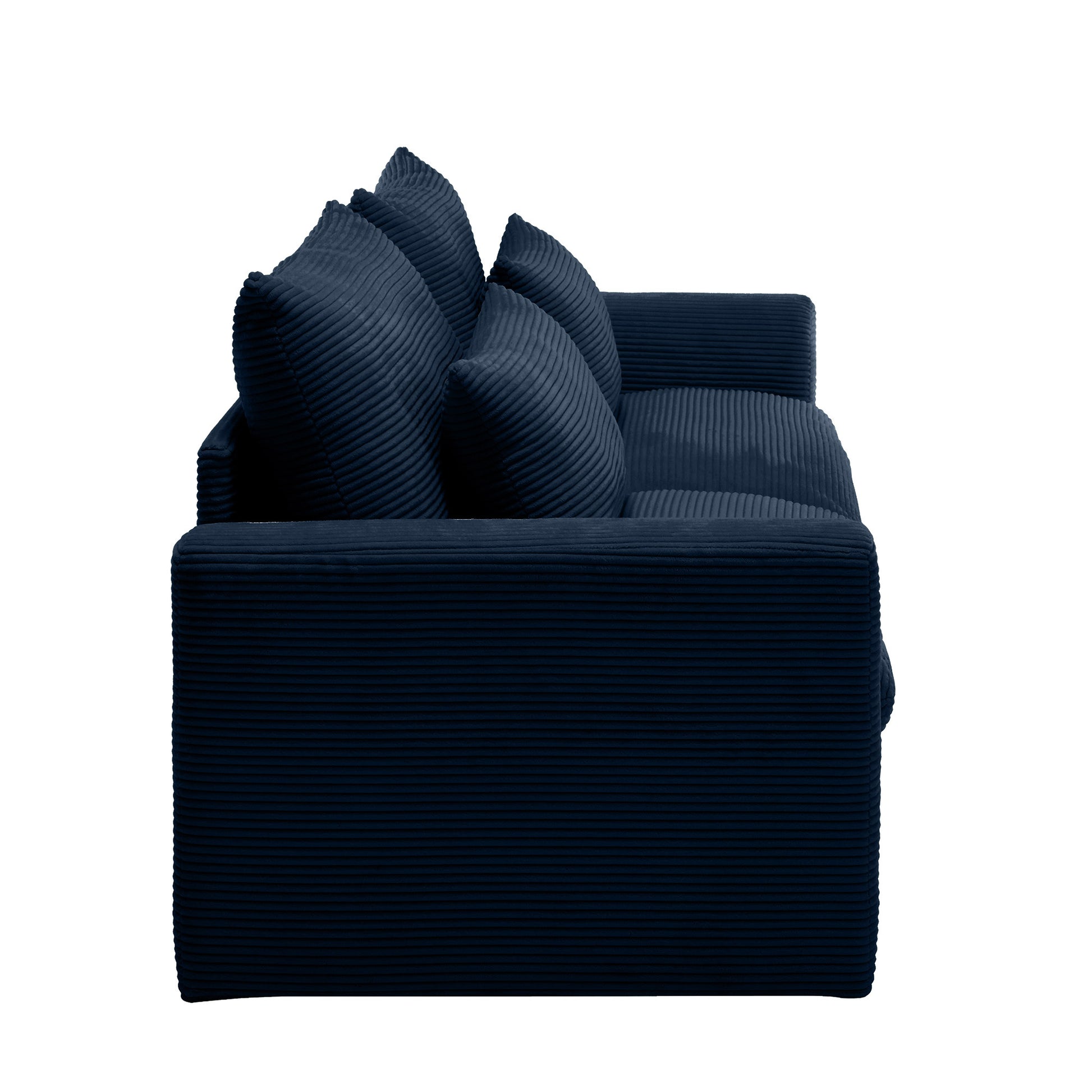 Modern Sofa 2 Seater Corduroy Fabric Sofa With Armrests For Apartment Living Room, Bule Blue Corduroy 2 Seat