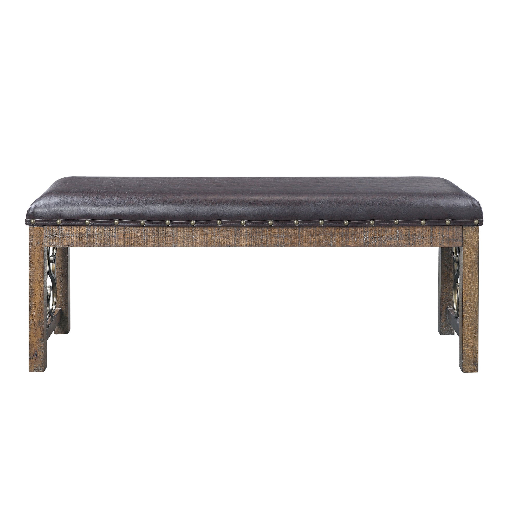Black And Weathered Cherry Bench With Trim Black Brown Bedroom Farmhouse,Modern Rubberwood Foam Faux Leather