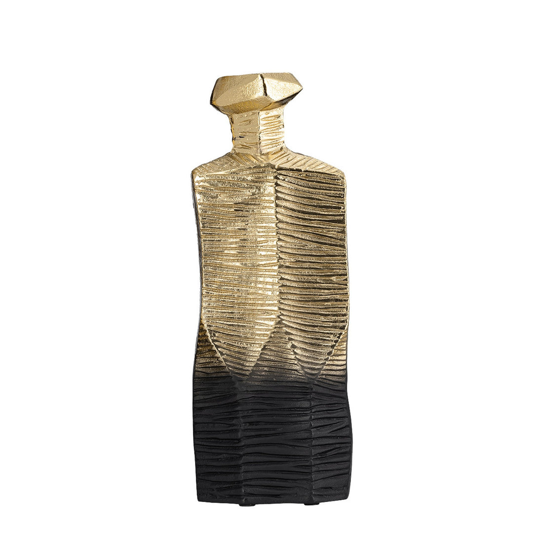 Kaya 16 Inch Classic Accent Metal Vase, Square Body, Narrow Top, Gold Black Gold Black Metal