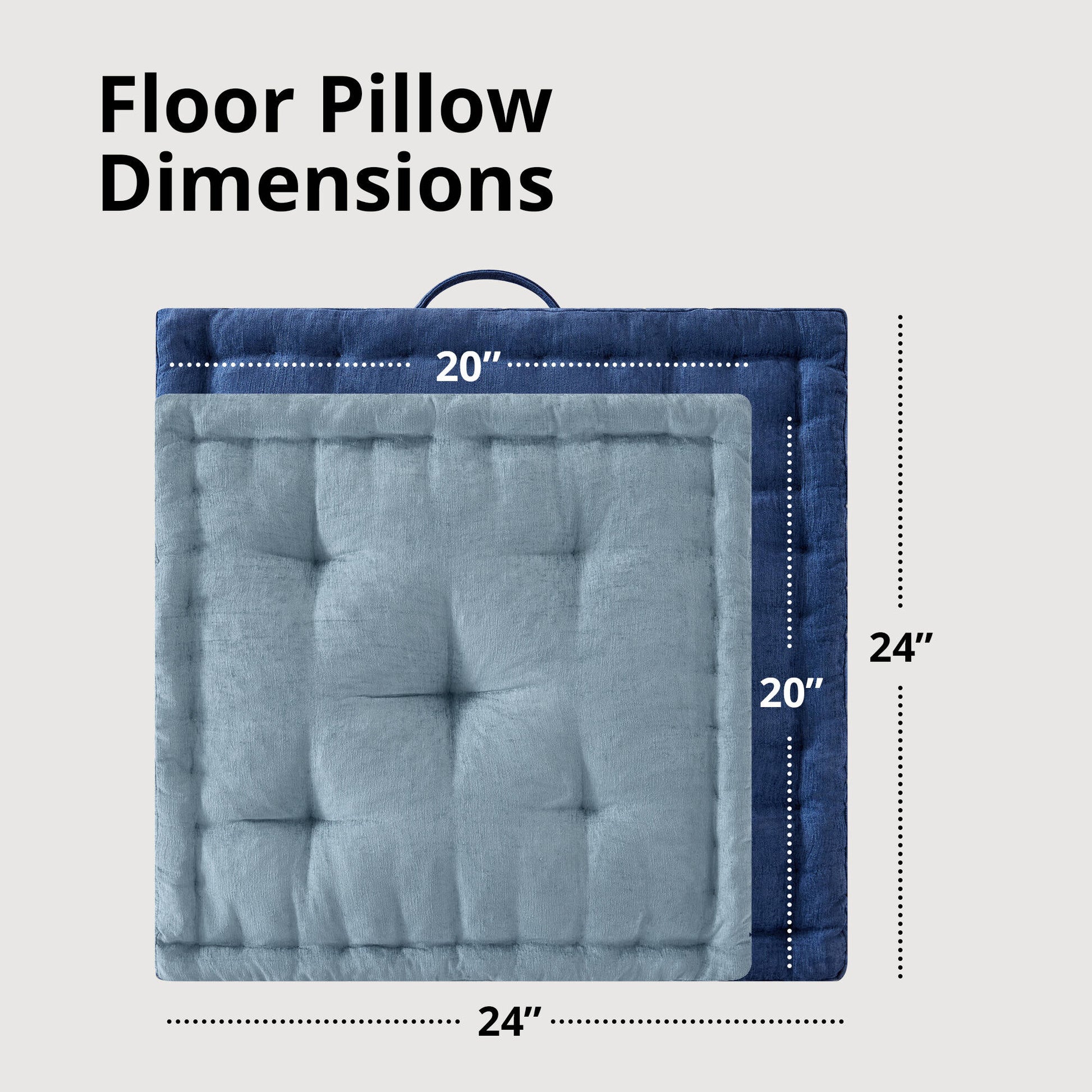 Poly Chenille Square Floor Pillow Cushion 24X24" Aqua Blue Polyester
