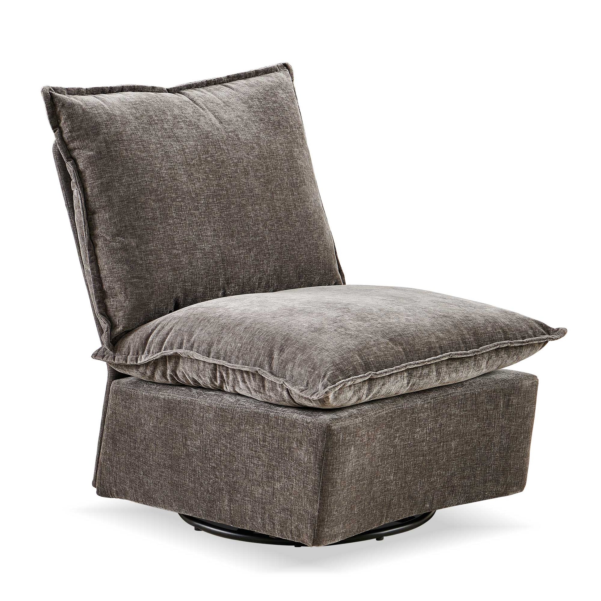 Detachable Dark Grey Chenille Single 360 Swivel Rocking Rocker,360 Swivel Sofa Chair & Single Sofa Lounge, Comfortable Seating For Living Room & Bedroom,Dark Gray Sofa 1Pc Dark Gray Primary Living Space Modern Foam Chenille