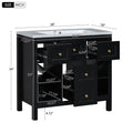 36'' Bathroom Vanity With Resin Sink Combo, Solid Wood Frame Bathroom Storage Cabinet, Freestanding Vanity Set With 5 Drawers& Soft Closing Doors Same As N710S136001B Black Bathroom Solid Wood Mdf Resin