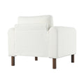 Oversized Accent Chair, Upholstered Living Room Chairs Single Sofa Chair With Walnut Legs, Curved Handrail, White White Teddy