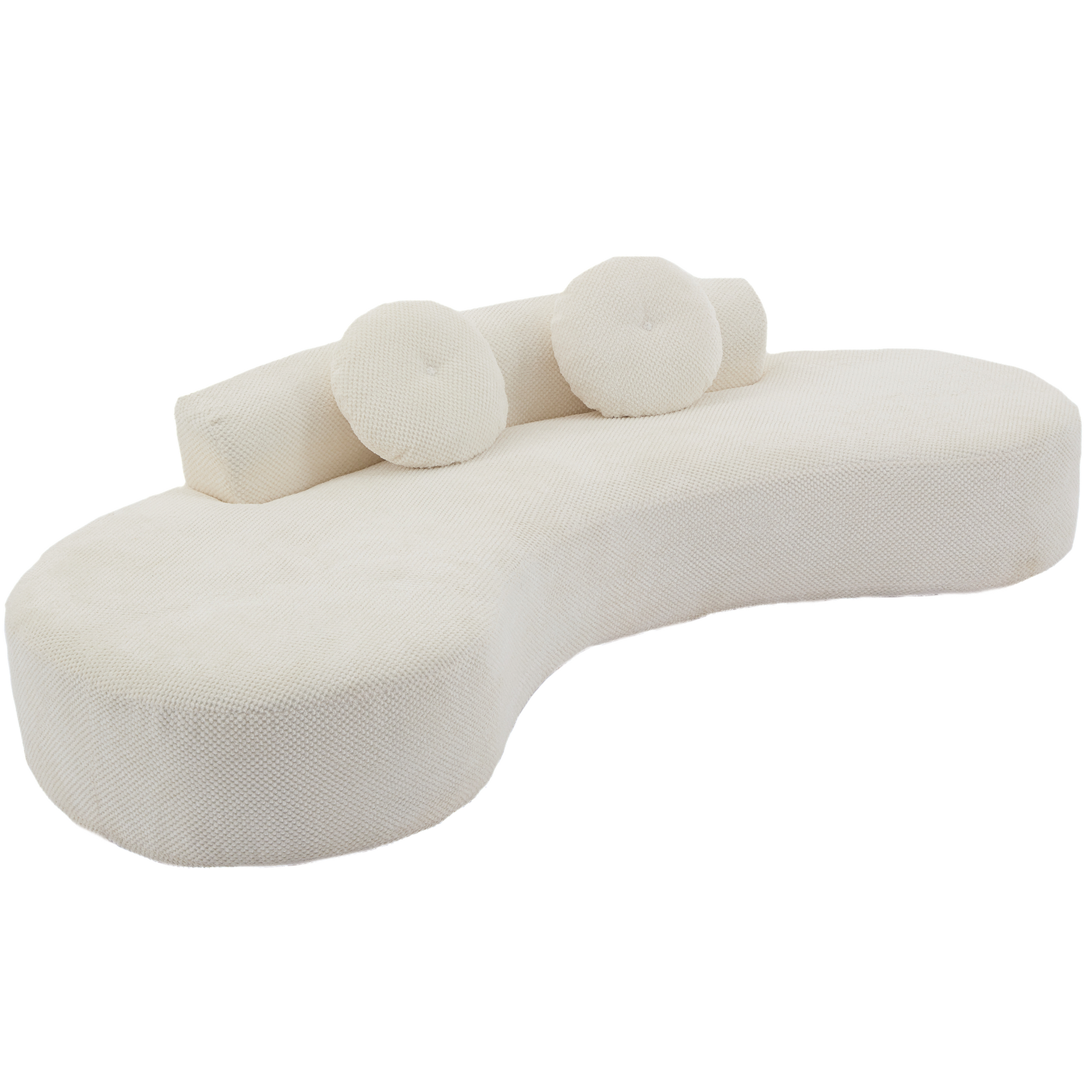 Arrived 105.5''Curved Sofa, Modern Minimalist Sofa, Cloud Couch Sofa 3 4 Seater Couch With 2 Pillows,Bedroom, No Assembly Required, Point Shaped Corduroy, Anti Wrinkle Beige Beige Polyester Primary Living Space Tight Back Soft Modern Foam Upholstered 3