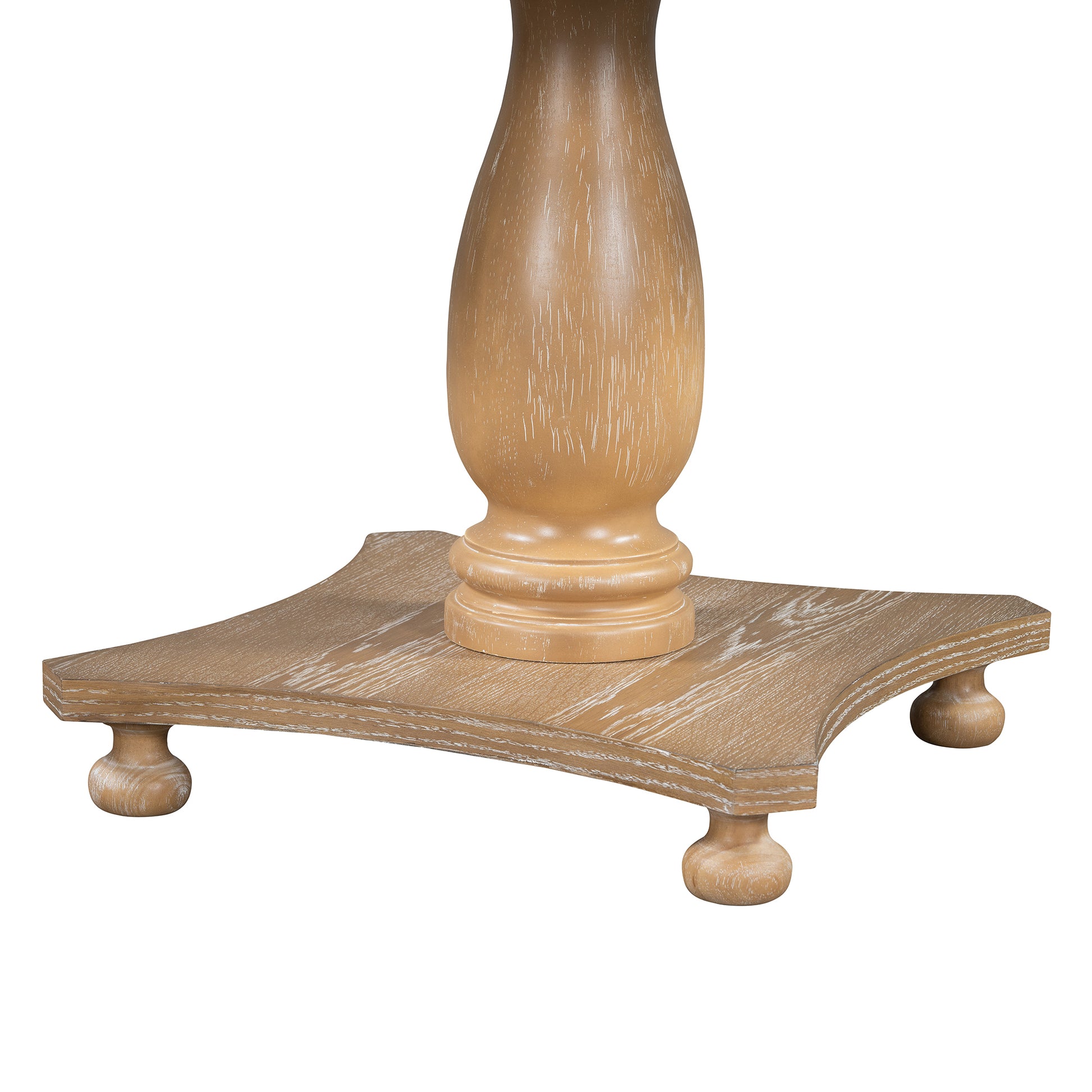 5 Piece Retro Dining Set, Round Table With Pedestal Table Base And 4 Upholstered Chairs For Dining Room And Kitchen Natural Wood Wash Natural Wood Wash Solid Wood Mdf