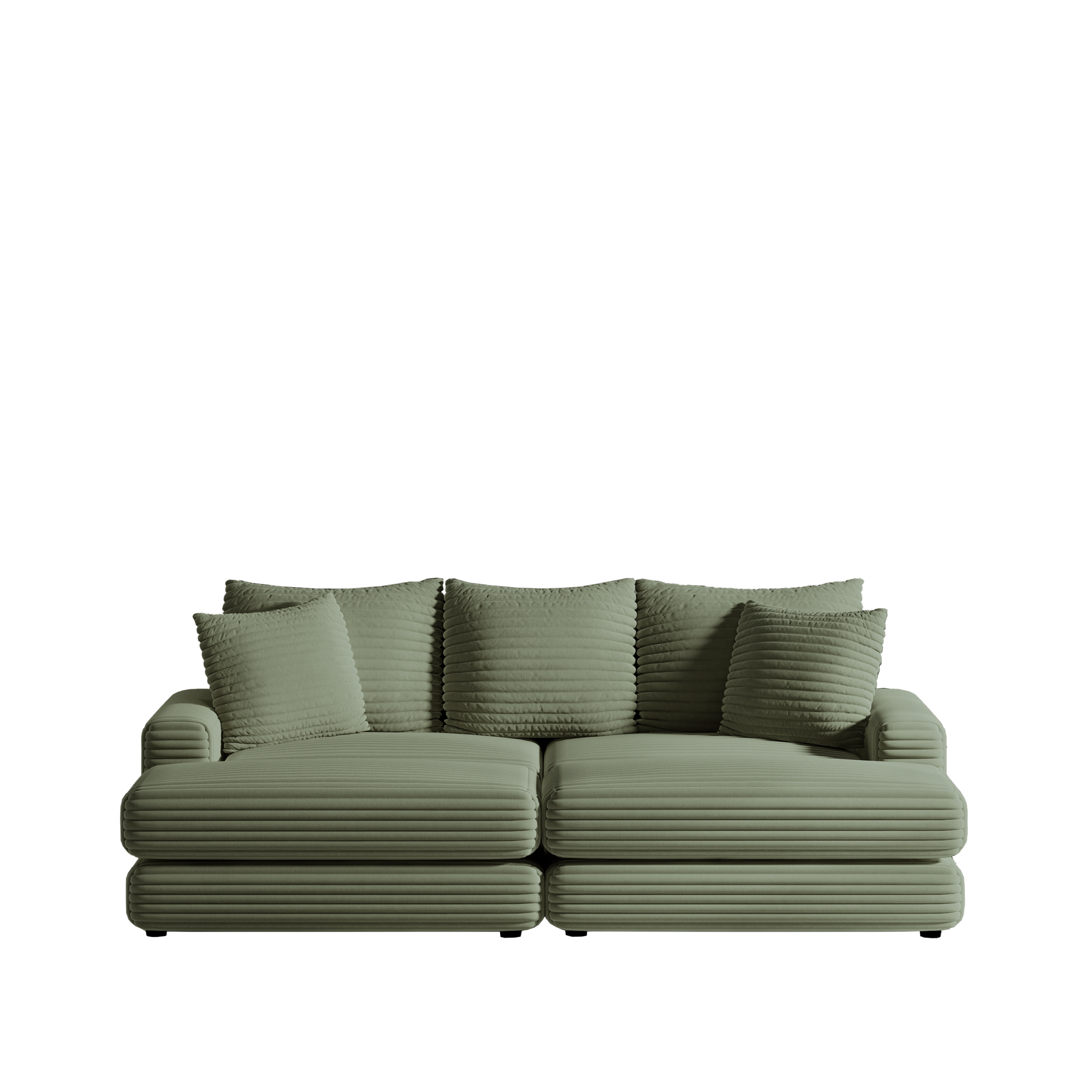 86.6 Inch Corduroy 3 Seater Sofa With 3 Back Pillows2 Toss Pillows And Two Ottoman ,Comfy Sofa Deep Seat Couch For Living Room Army Green Corduroy 3 Seat