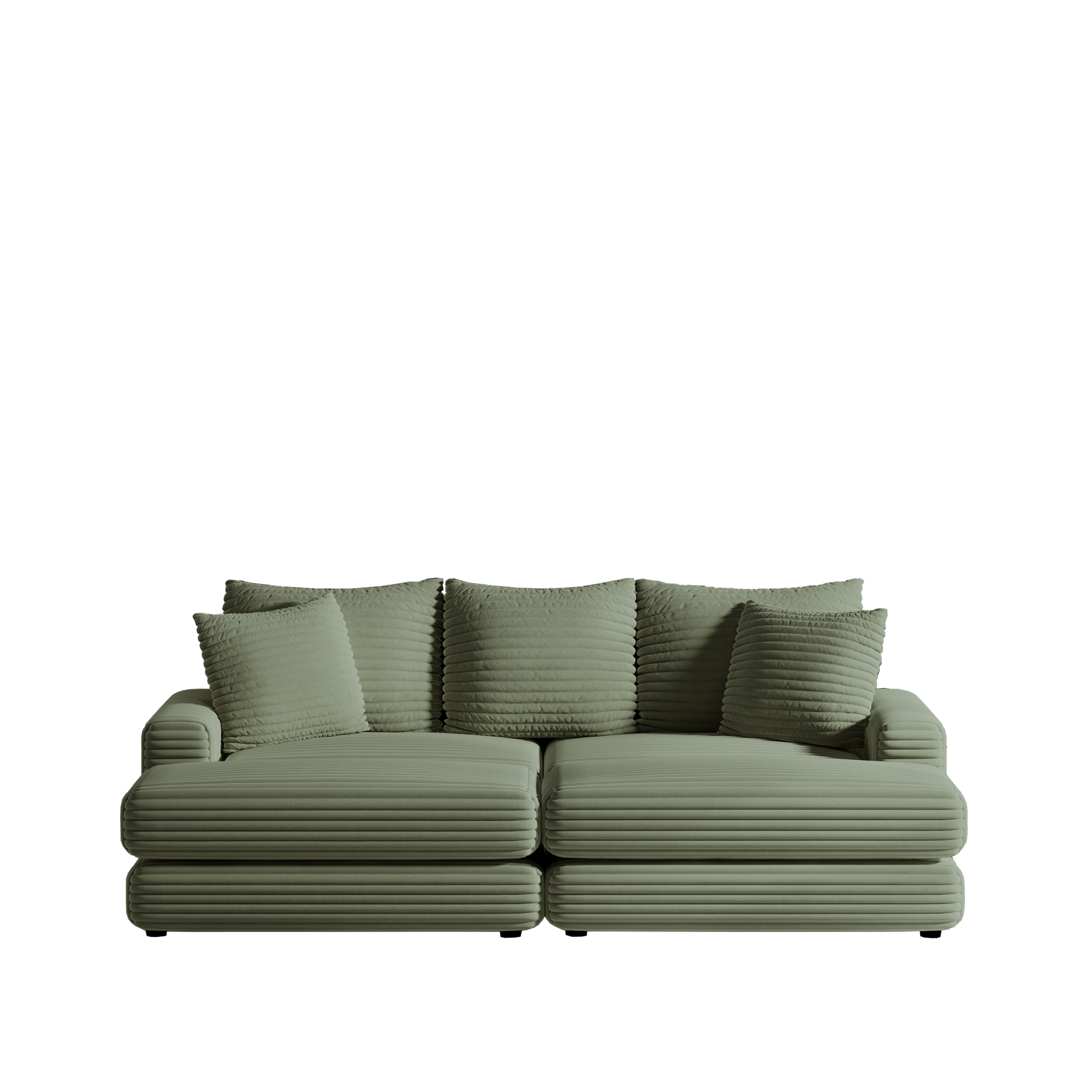 86.6 Inch Corduroy 3 Seater Sofa With 3 Back Pillows2 Toss Pillows And Two Ottoman ,Comfy Sofa Deep Seat Couch For Living Room Army Green Corduroy 3 Seat