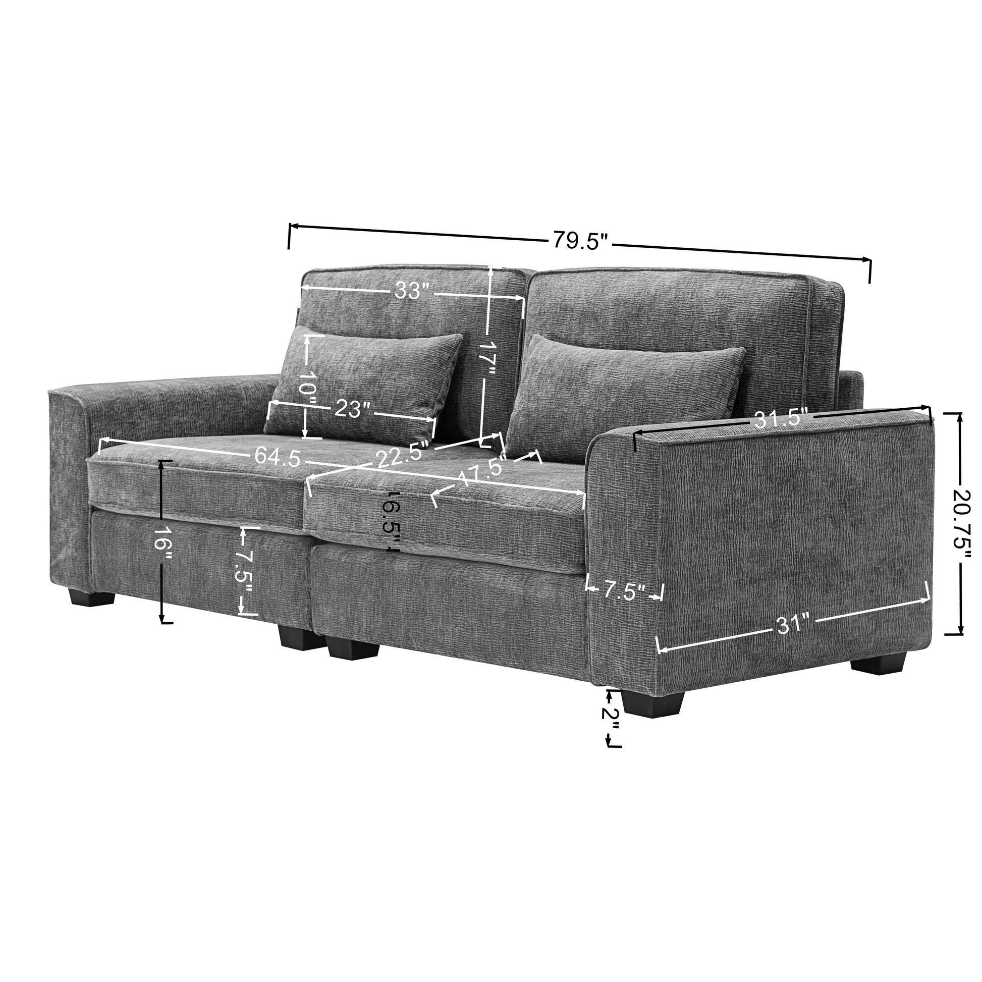 Cozy Duo Grey Loveseat Sofa Grey Solid Wood Mdf 2 Seat