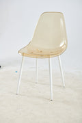 Dining Chair,Set Of 4,Metal Leg,Plastic Seat,Transparent Yellow Yellow White Iron Plastic