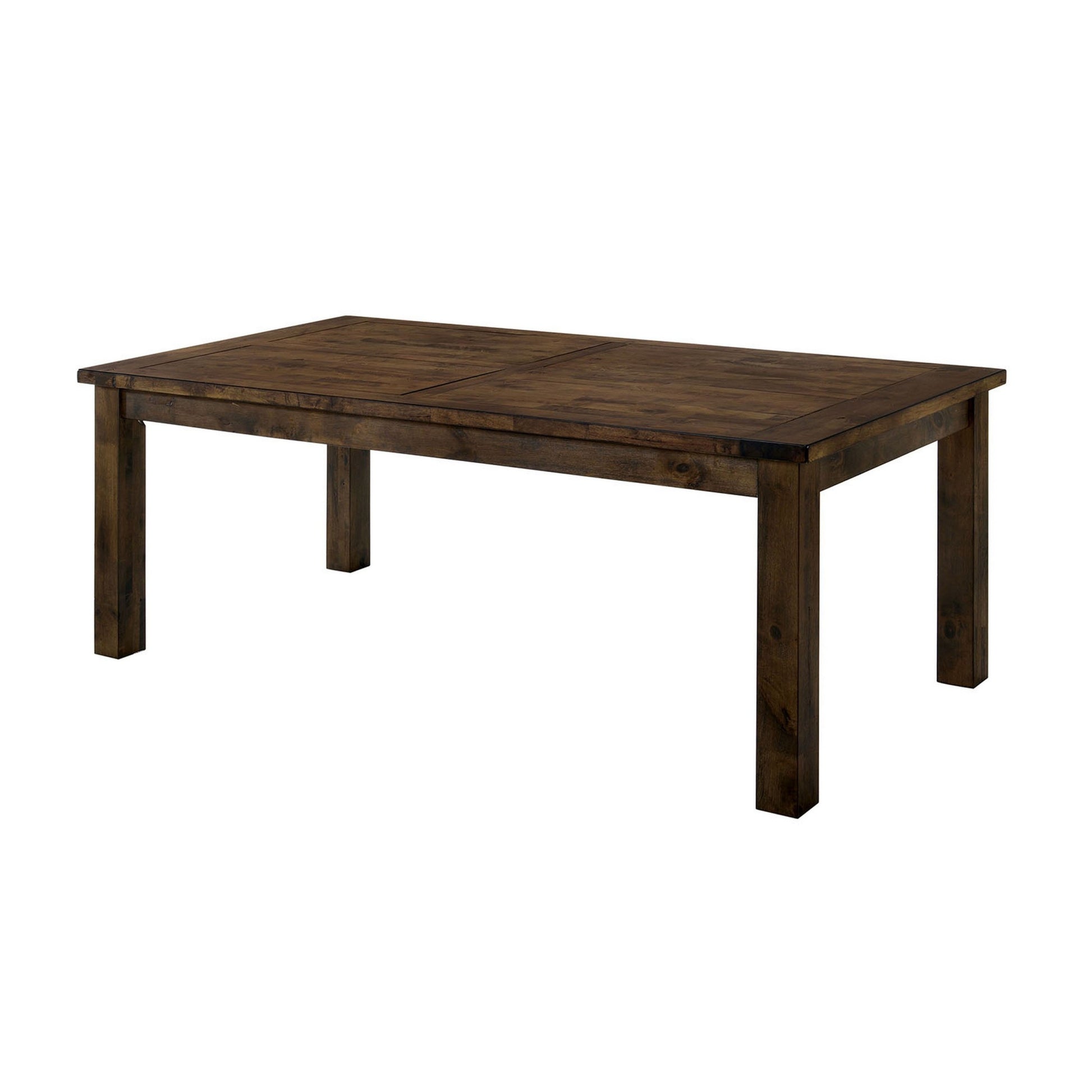 Transitional Style Solid Wood Rectangular Dining Table With Block Legs, Brown Brown Solid Wood