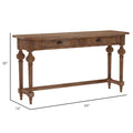 Ludin Brown Console Table With 3 Stools Brown Drawers Rectangular Solid Wood