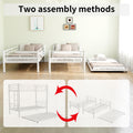 Heavy Duty Sturdy Meta Twin Over Twin With Trundle Bunk Bed L Noise Reduced Safety Guardrail No Box Spring Needed,White Box Spring Not Required Twin White Metal