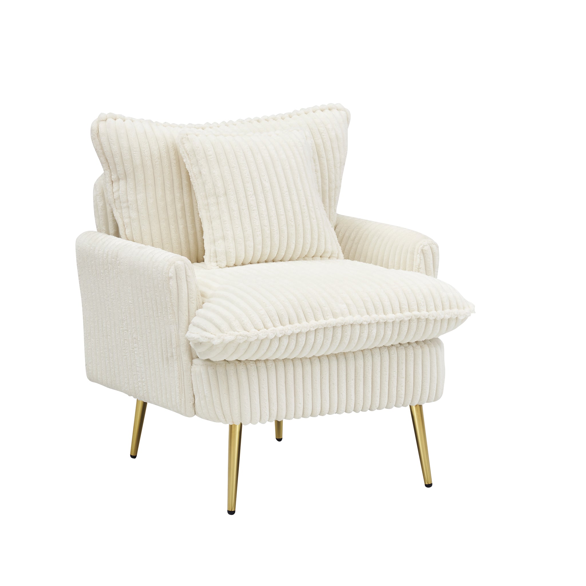 The 30 Inch Beige Corduroy Chair Comes With Metal Feet That Are Dust And Scratch Resistant And Comes With A Throw Pillow Off White Corduroy