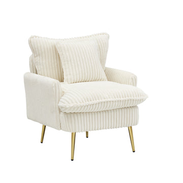 The 30 Inch Beige Corduroy Chair Comes With Metal Feet That Are Dust And Scratch Resistant And Comes With A Throw Pillow Off White Corduroy