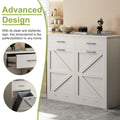 White Tilt Out Trash Cabinet With 2 Drawerquick Installation And Deodorising Function, Wooden Freestanding Trash Can Cabinet Holds Up To 2X10 Gallons Capacity For Kitchen And Dining Room, And Laund