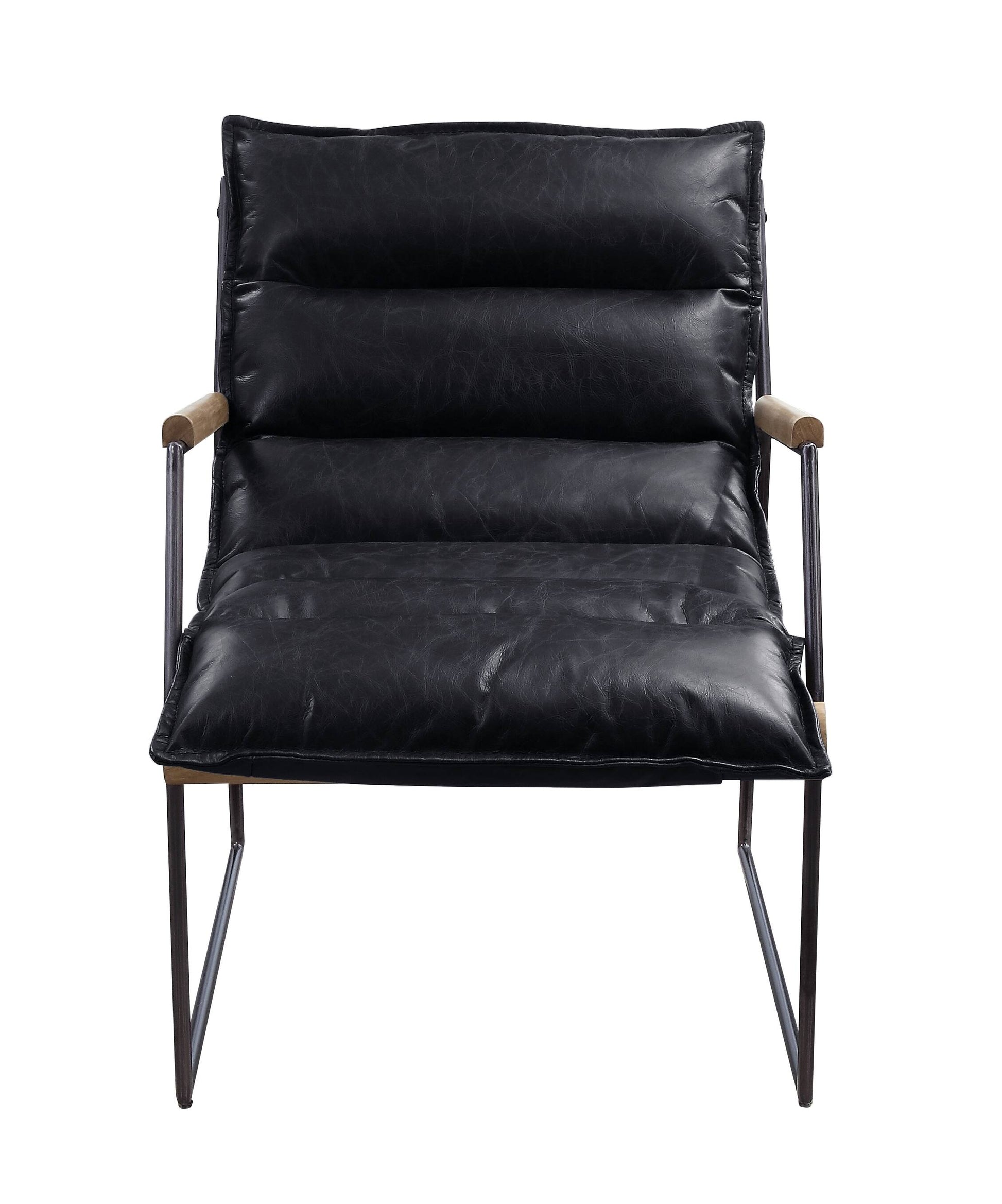 Distress Espresso And Matt Iron Accent Chair With Sled Base Espresso Primary Living Space Genuine Leather
