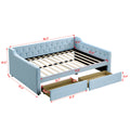 Full Size Upholstered Tufted Daybed With 2 Drawers, Blue Box Spring Not Required Full Blue Wood Daybeds Velvet Upholstered