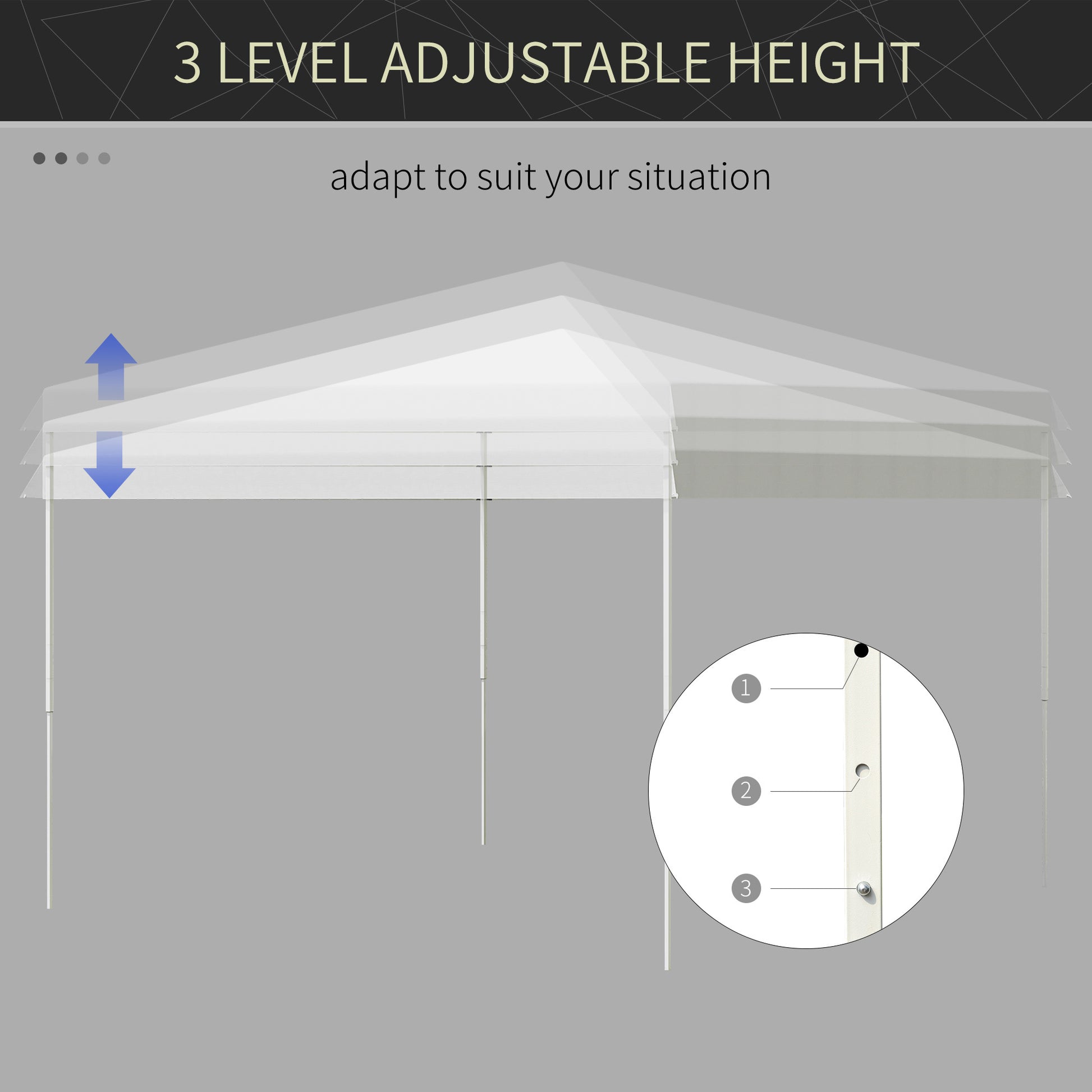 Outsunny 13' X 13' Pop Up Canopy Tent, Instant Sun Shelter, Tents For Parties, Height Adjustable, With Wheeled Carry Bag For Outdoor, Garden, Patio, Parties, White White Steel