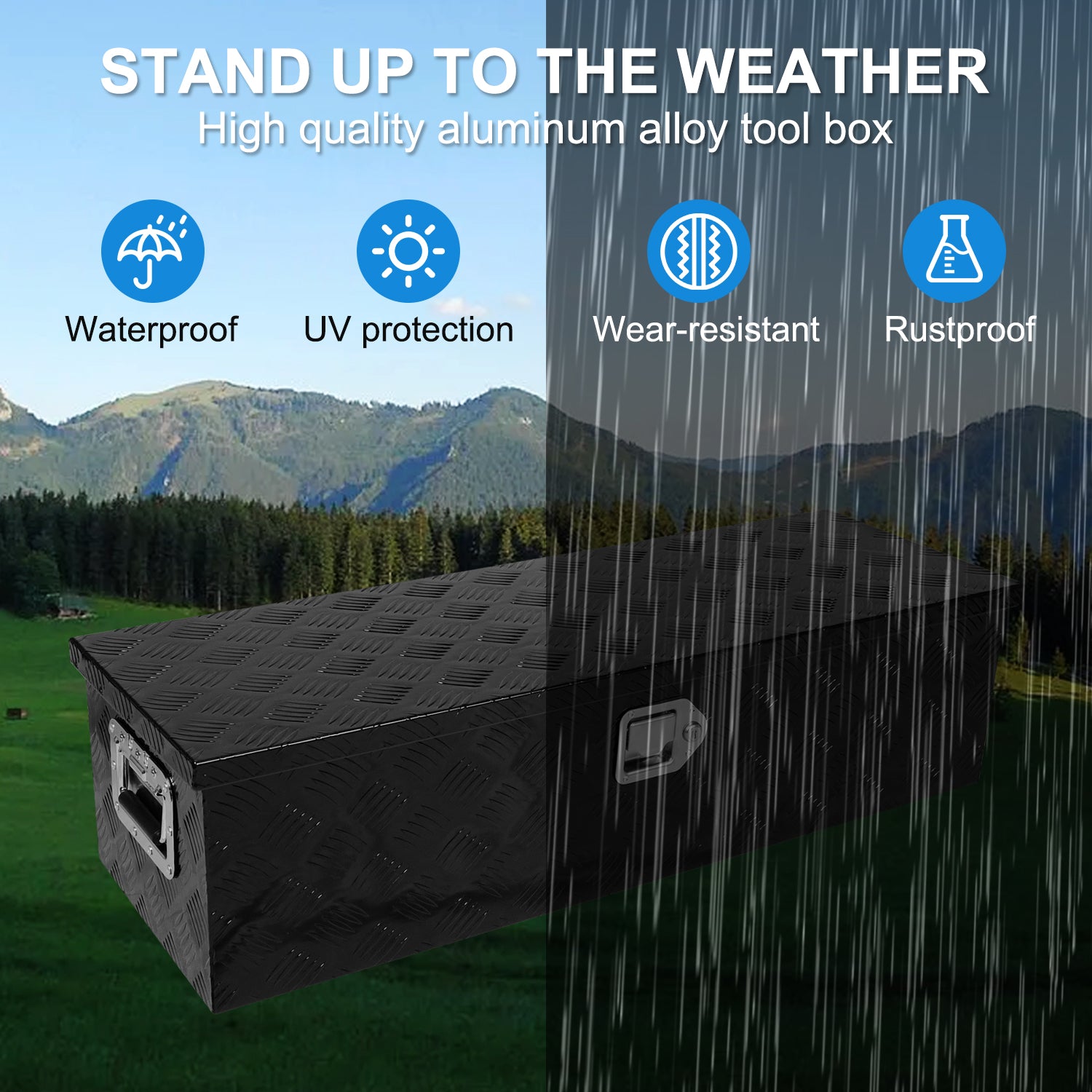 39 Inch Truck Bed Tool Box Aluminum Heavy Duty Trailer Tool Box For Pickup Truck Bed Rv Toolbox With Handle And Lock Black Black Aluminium