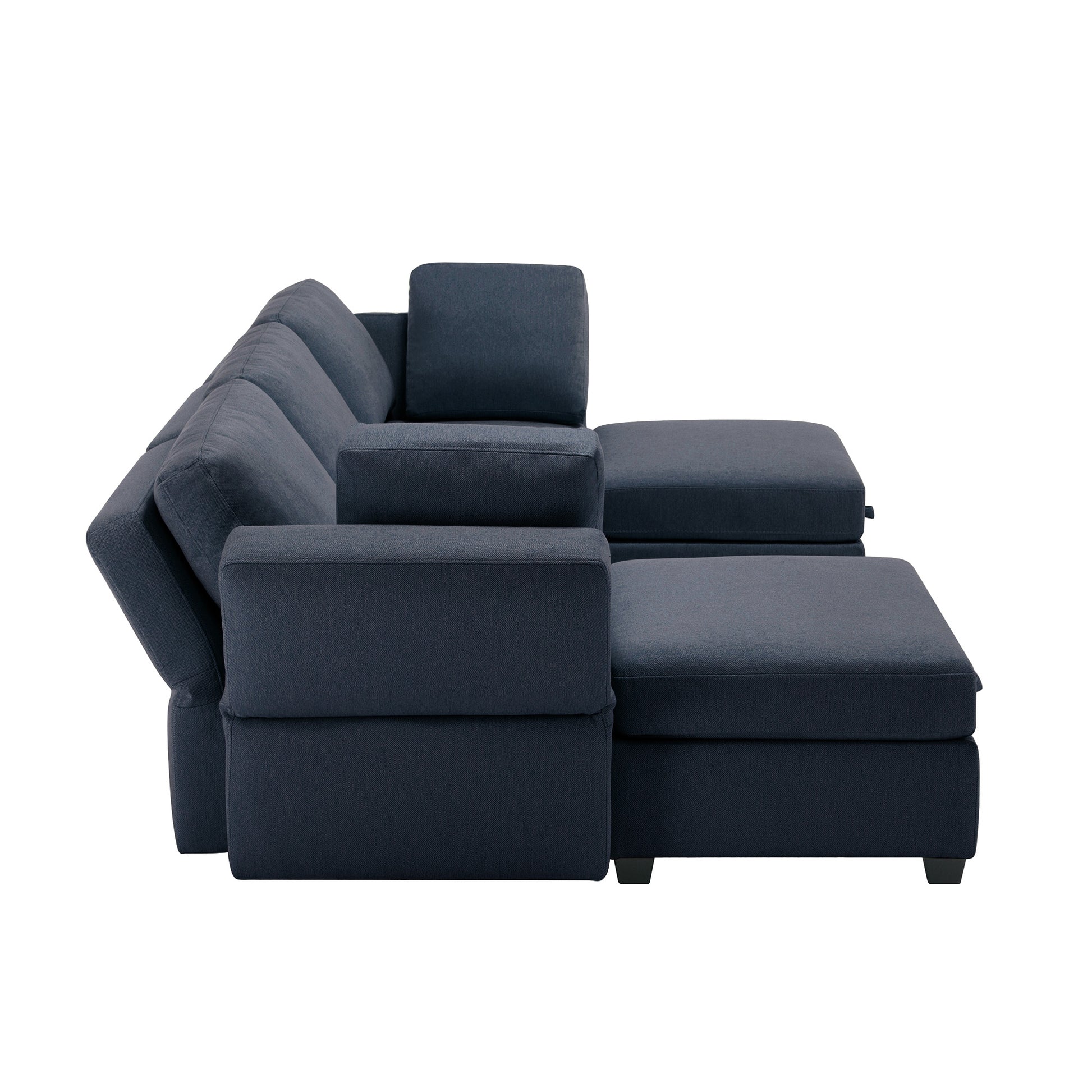 Reversible Sectional Sofa Modern Modular Sectional Couch With Chaise U Shaped Corner Sectional 5 Seater Modular Sofa With Storage Seats, Adjustable Arms And Backs Blue Blue Polyester 3 Seat