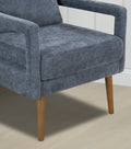 Mid Century Armchairaccent Chair With Chenille Armrest & Soft Cushion For Living Room, Bedroom, Home Office, Study, Dark Grayish Blue Blue Foam Wood Fabric