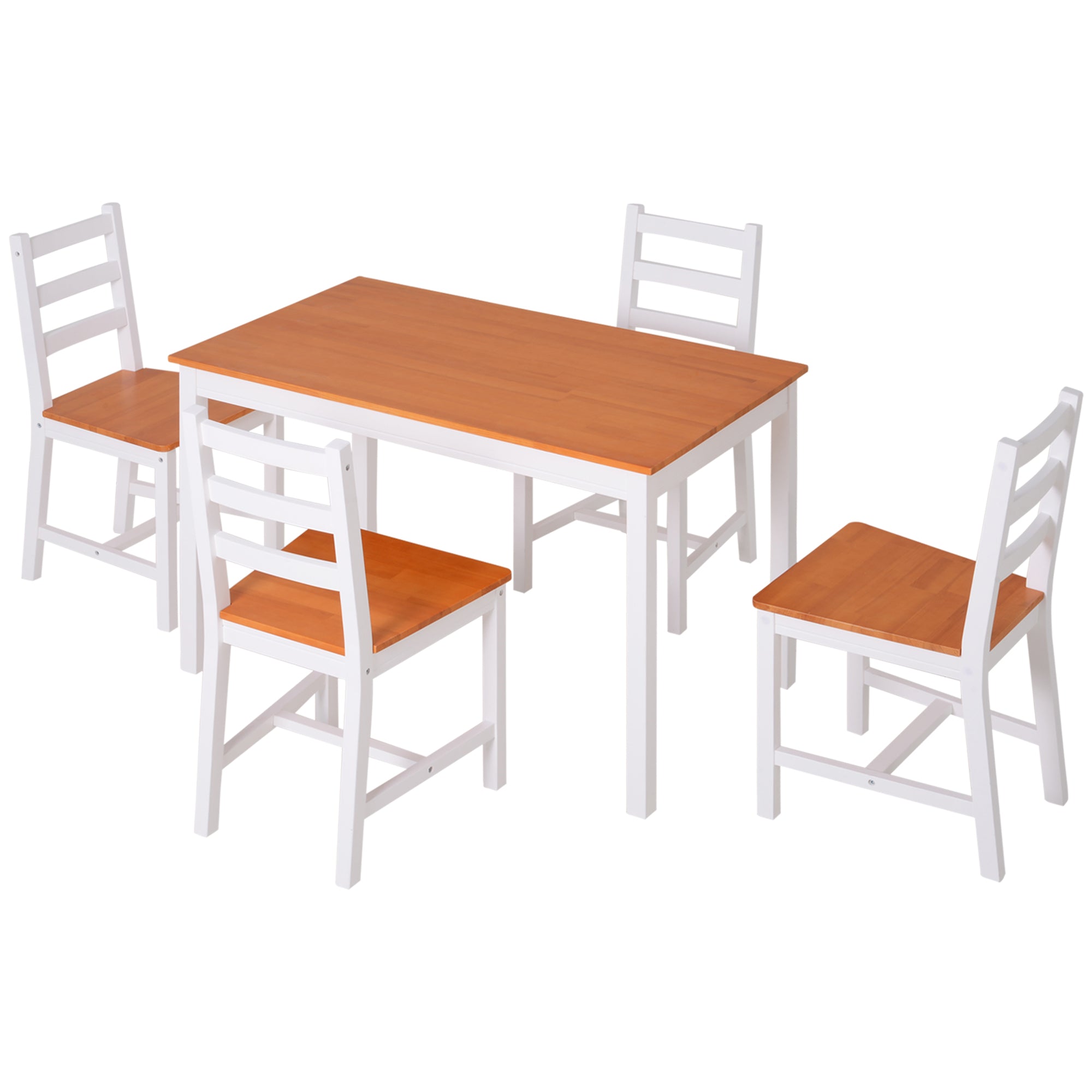 Homcom Dining Table Set For 4, 5 Piece Modern Kitchen Table And Chairs, Wood Dining Room Set For Small Spaces, Breakfast Nook, White White Wood
