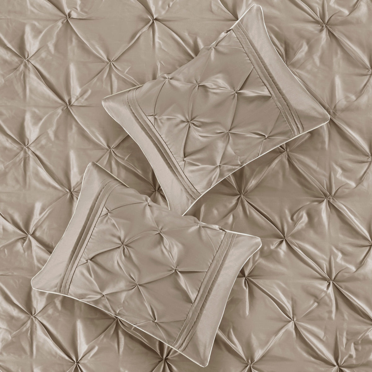 7 Piece Tufted Comforter Set Taupe Cal King California King Taupe Polyester