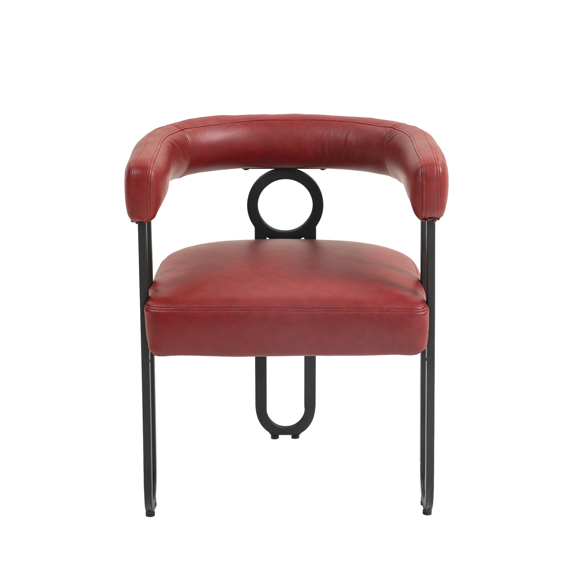 Coolmore Contemporary Designed Pu Fabric Upholstered Accent Dining Chair Barrel Side Chairs Kitchen Armchair For Living Room Set Of 2 Wine Red Pu Wine Red Dining Room Foam Pu Leather