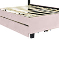 Queen Size Upholstered Platform Bed With Twill Headboard, Pullout Bed And Two Drawers, Flannel,Pink Queen Pink Mdf Lvl