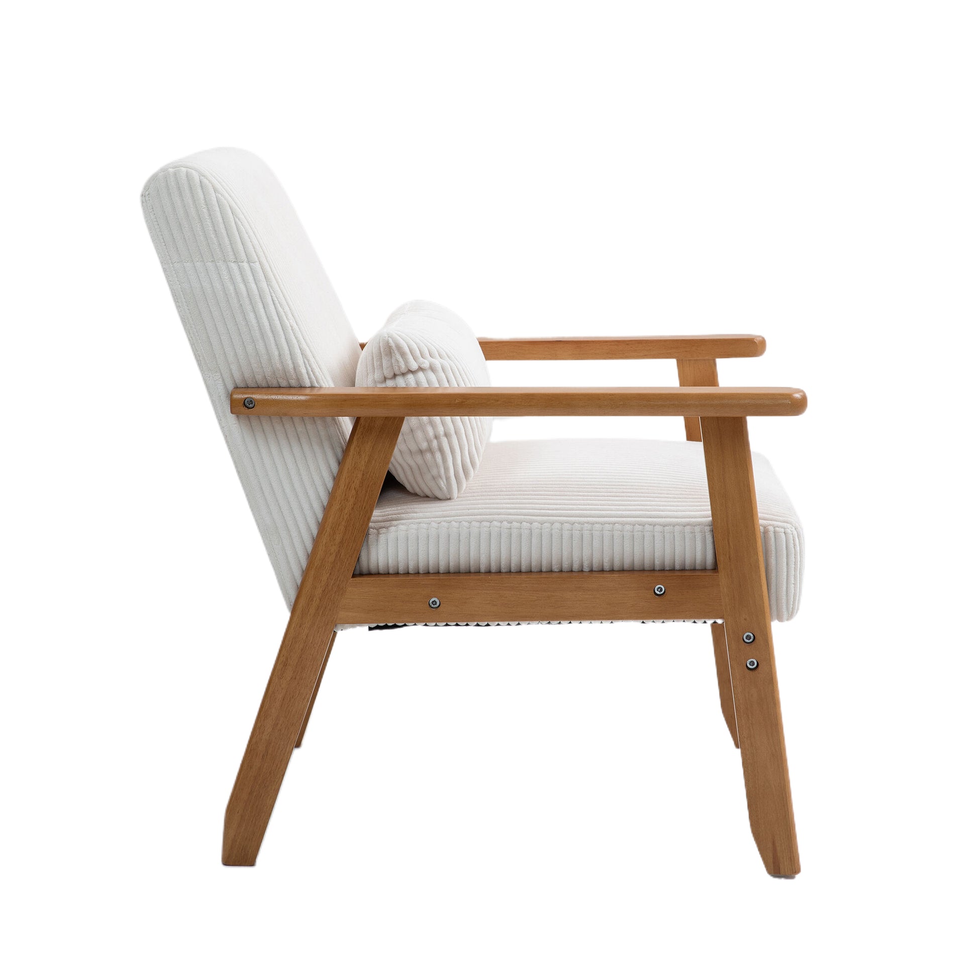 Leisure Chair With Solid Wood Armrest And Feet, Leisure Chair, Wood Frame, Velvet, Solid Rubber Wood Legs, Mid Century Modern Accent Chair, For Living Room Bedroom Studio Chair,Two Packs Beige Corduroy