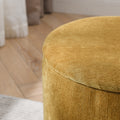 2 Piece Set Round Chenille Storage Ottoman, Equipped With A Drum Shaped Small Stool, Storage Space, And Mdf Made Desktop Panel Dark Yellow 23.62