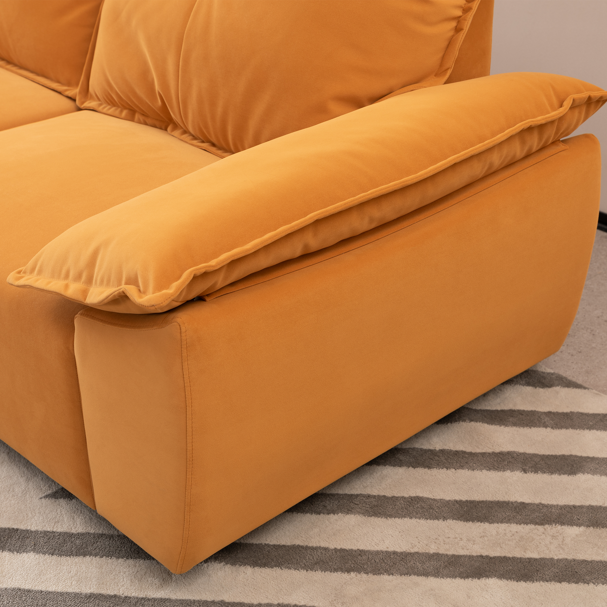 2239O Orange Fabric, Pillowcase Can Be Removed For Cleaning, Backrest Can Also Be Removed, Convenient And Easy To Care,Can Put The Living Room, Bedroom Orange Fabric 3 Seat