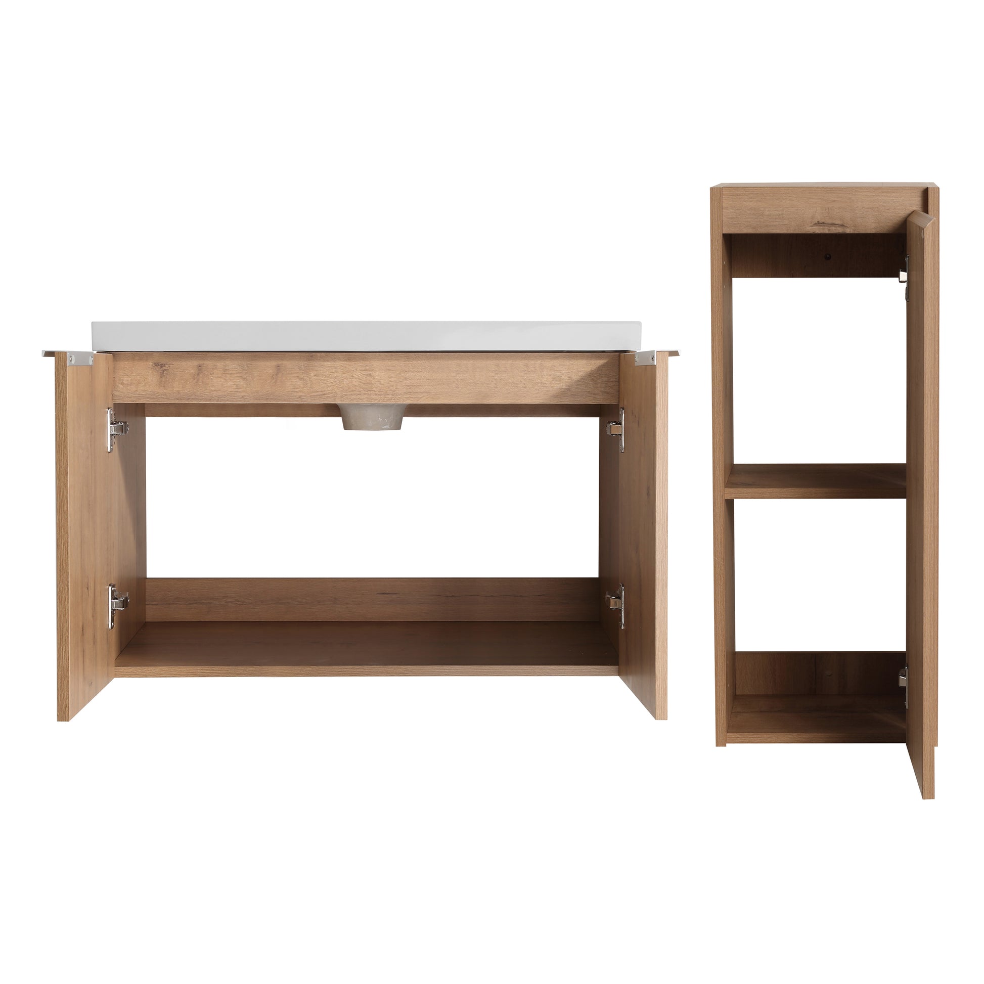 30" Wall Mounted Bathroom Vanity With Sink And Side Cabinet, Soft Close Doors,00112Imo 00630Imo Combination Cabinet Kd Packing Imitative Oak Bathroom Modern Plywood Plywood