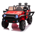24V Two Seater Kids Ride On Truck Car W Parents Control,200W*2,Seat Width 20.28In,Four Wheel Suspension,Led Lights,Music,Mp3,Bluetooth,Two Independent Seat Belts,Suitable For Off Road For Kids Aged 3 Red 100 149 Lbs Polypropylene