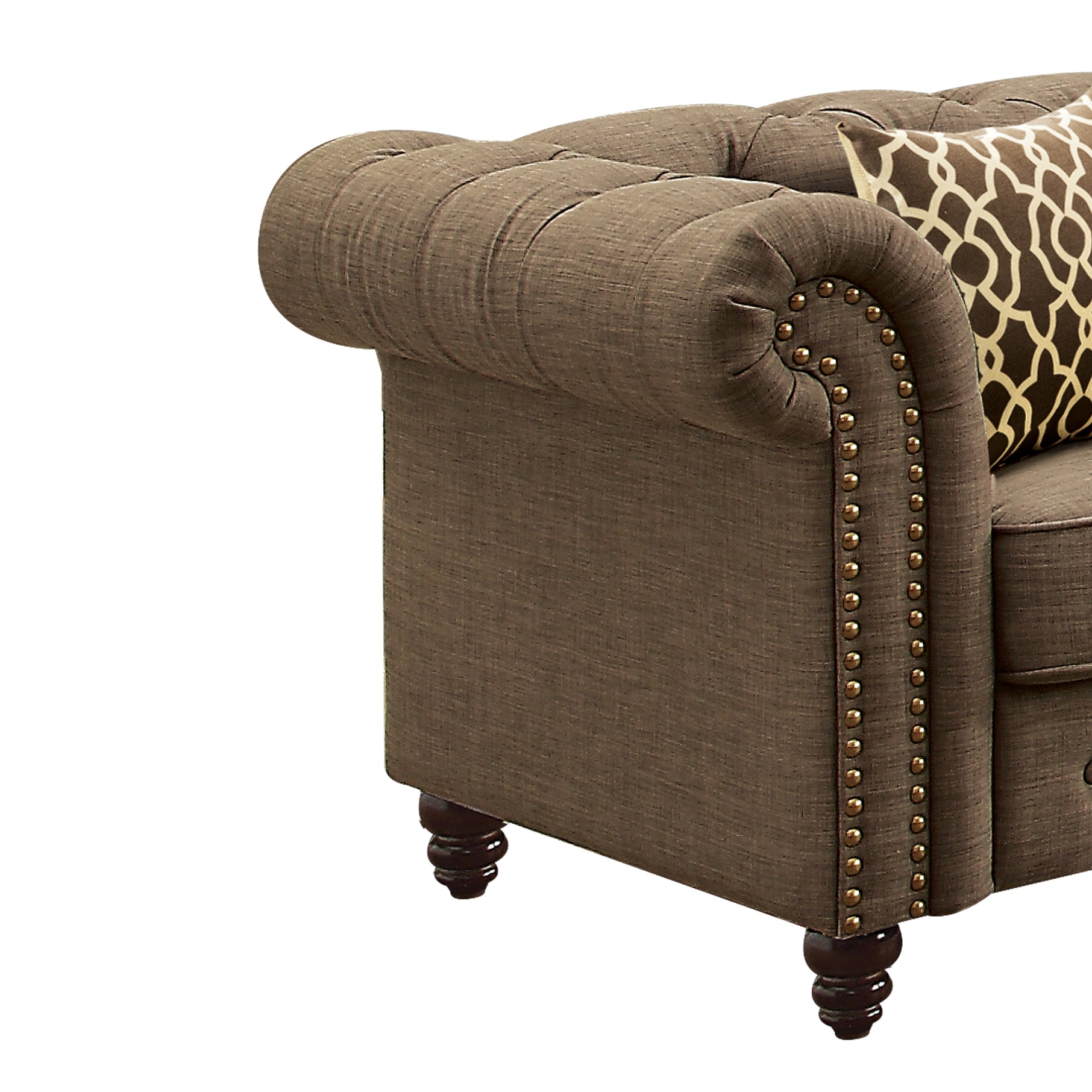 Brown Tufted Accent Chair With Pillow Brown Primary Living Space Wood Fabric