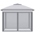 Outsunny 11' X 11' Pop Up Canopy Tent With Netting And Carry Bag, Instant Gazebo Sun Shelter, Tents For Parties With 121 Square Feet Of Shade, For Outdoor, Garden, Patio, Gray Grey Steel