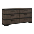 Two Tone Brown Black Finish 6 Drawers Dresser 1Pc Modern Industrial Design Bedroom Furniture Black,Brown Gray Wood