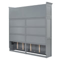 Queen Size Murphy Bed Wall Bed With Top Cabinets,Gray Queen Gray Plywood