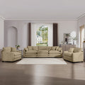 Luxurious And Sophisticated Sofa Set With Soft Cushions And Pillows, Home For Living Rooms And Clubs As Well As Home Theaters, Consisting Of Two Single Sofas And A 3 Seater Sofas In Tan Corduroy Fabri Tan Corduroy 5 Seat