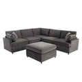 Modern Large U Shape Sectional Sofa, With Removable Ottomans For Living Room 6 Seater Gray Polyester 6 Seat