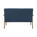 Coolmore Mid Century Modern Solid Loveseat Sofa Upholstered Linen Loveseat, 2 Seat Upholstered Loveseat Sofa Modern Couch Navy Linen 2 Seat