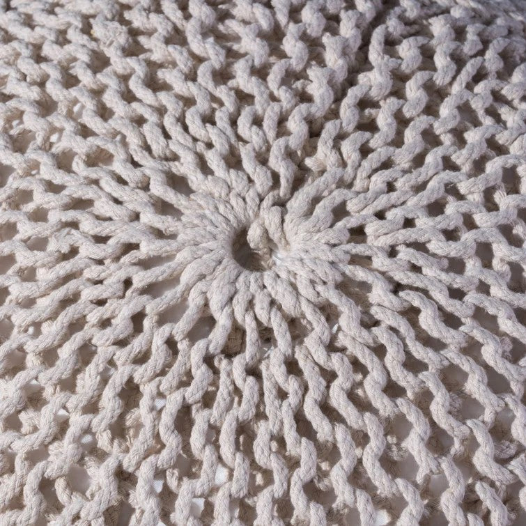 Knited Pouf Beige Cotton