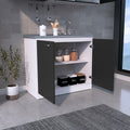 Freestanding Sink, Double Door Cabinet, Two Shelves, White Black Multicolor Solid Wood Mdf Engineered Wood