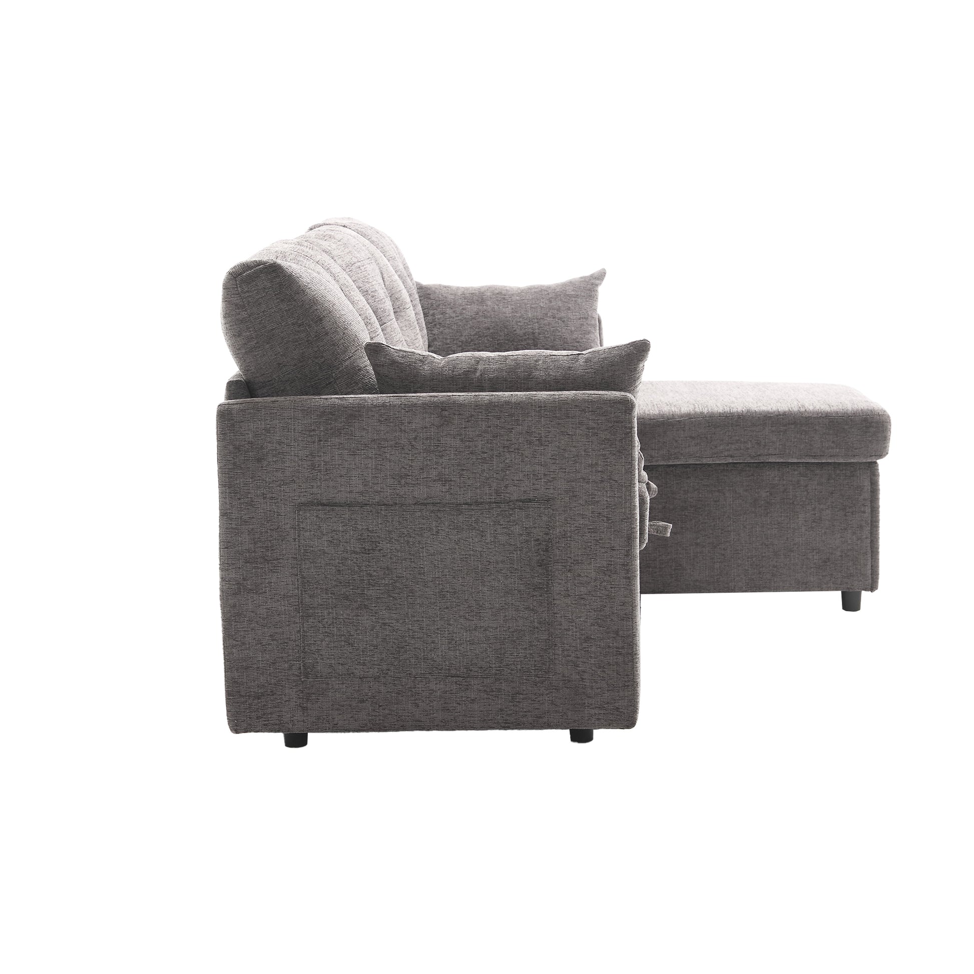 United We Win Furniture, Modular L Shaped Sofa, Modular Long Sofa With Reversible Chaise Lounge, Sofa Bed, Sleeper Sofa, Modular Sofa Combination With Storage Seats. Dark Gray Chenille 3 Seat