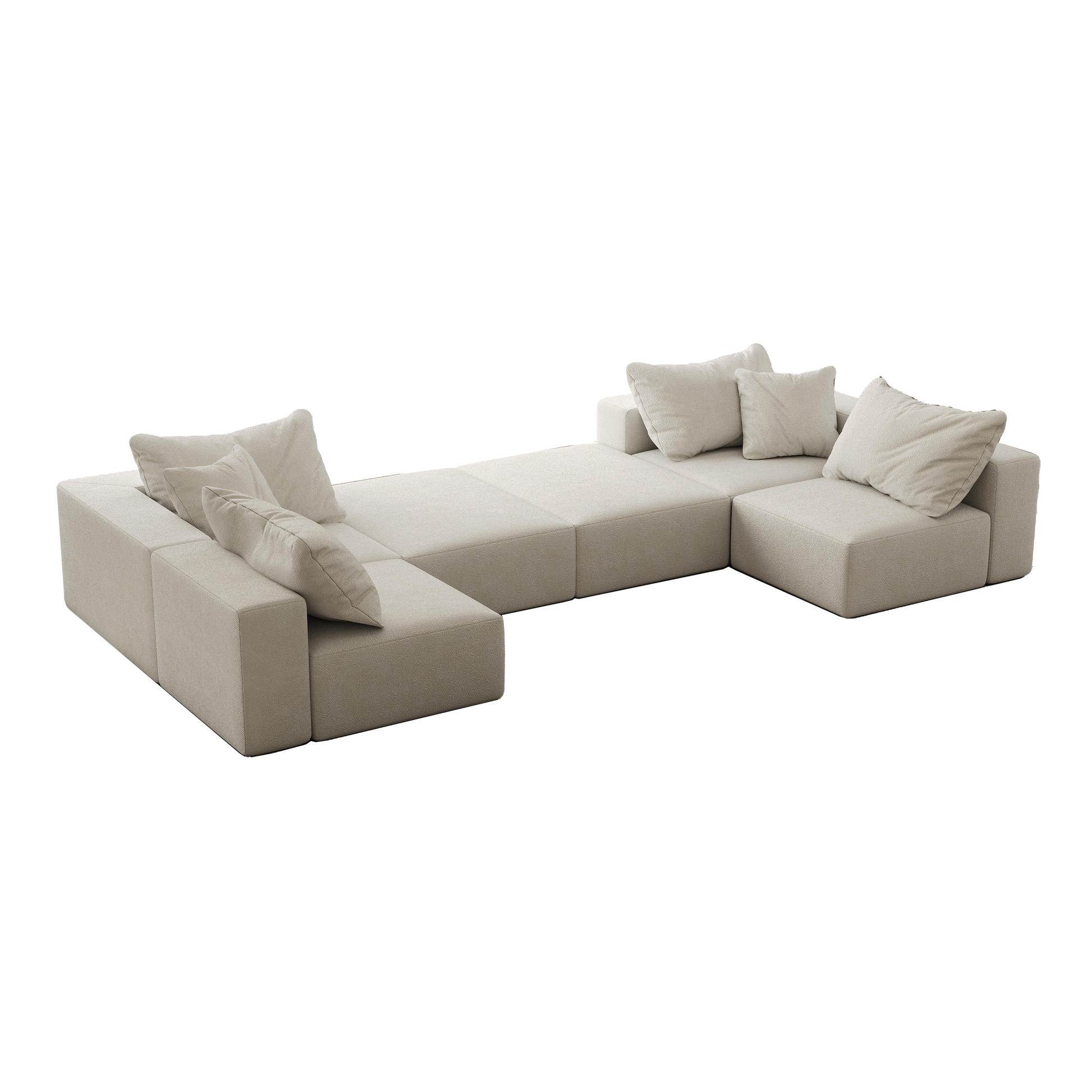 Oversized Sponge Cloud Sofa,Modern Upholstered Sectional Sofa Couch Set,Modular 162" L Shaped Sectional Living Room Sofa Set With 6 Pillows,Free Combination Sofa Couch For Living Room,Bedroom Beige Foam Chenille 6 Seat