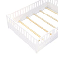 Full Size Floor Bed, Integral Construction With Super High Security Barrier, Door, Children'S Floor Bed Frame, Montessori Wooden Children'S Floor Bed, Support Slat White Box Spring Required Full